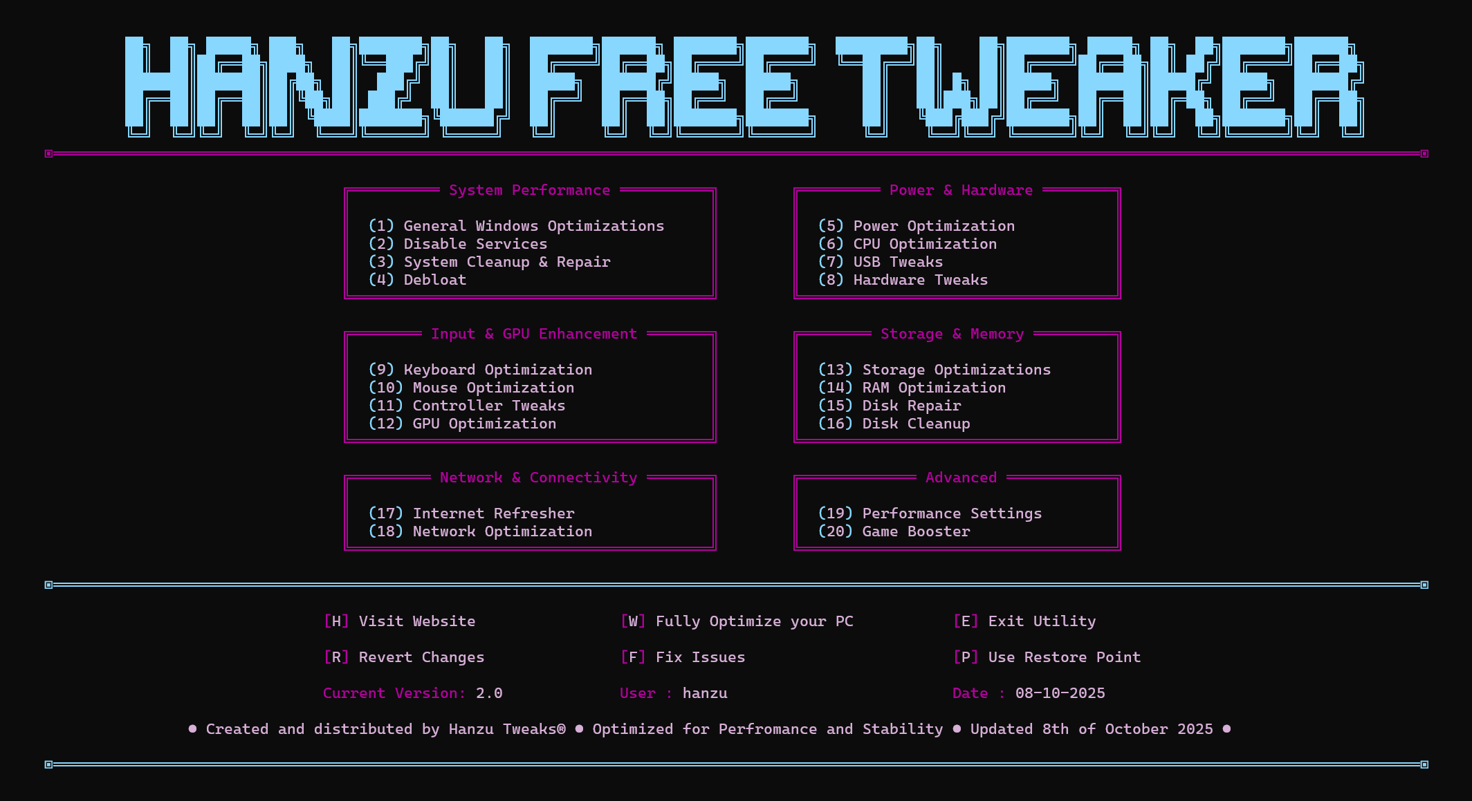 HanzuTweaks Interface