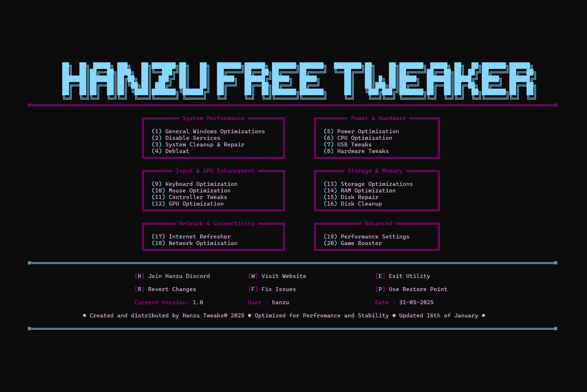 HanzuTweaks Interface